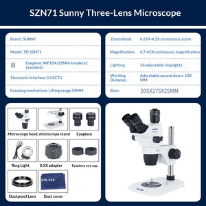 Shunyu SOPTOP <strong>Stereo</strong> SZN71 True Trinocular HD <strong>Microscope</strong> Continuous <strong>Zoom</strong> No Dioptric Adjustment for Mobile Phone Repair - Product Image 1