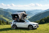 Tente de toit rigide 4x4 tout-terrain pour 4 personnes, ouverture latérale, 2XL, en aluminium, avec ouverture latérale, tente de toit hybride avec support