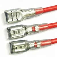Konektor Terminal Spade Betina 10-12AWG 6.3mm, Kabel Harness Berujung Ganda dengan Selubung Isolasi untuk Peralatan Listrik