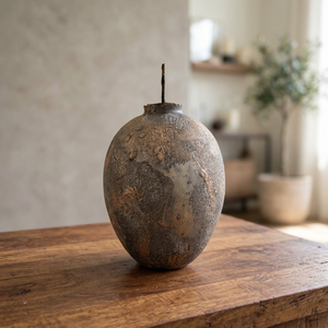 Rustic Farmhouse Terracotta Handmade Oval <b>Decorative</b> Flower Vessel Matte Textured Living Room Home Decor - Product Image 3