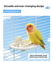 Vente directe usine : Jouet 3-en-1 pour perroquet - Miroir d'entraînement et de mordage, perchoir et bâton de stationnement pour cage à oiseaux