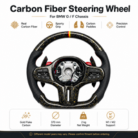 Volant de course en cuir en véritable fibre de carbone sergé, à fond plat, section D, perforé, anti-transpiration, avec grip confortable et LED personnalisable