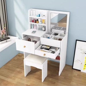 Coiffeuse en bois style nordique simple pour femmes, table de <span class=keywords><strong>maquillage</strong></span> moderne personnalisable avec miroir amovible, mobilier pour chambre et hôtel - Product Image 2