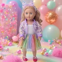 Tenue à paillettes pour poupée American Girl de 18 pouces, best-seller, pour filles de 7 à 14 ans : robe, bandeau, gilet, manteau, jupe en tulle