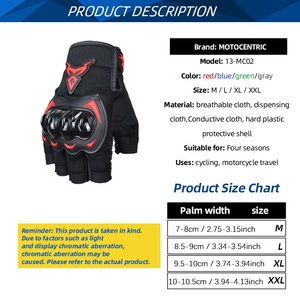<span class=keywords><strong>Gants</strong></span> de moto demi-doigts Motocentric avec <span class=keywords><strong>coque</strong></span> rigide de protection pour le cyclisme et la moto – Équipement d'été pour la conduite à moto - Product Image 2