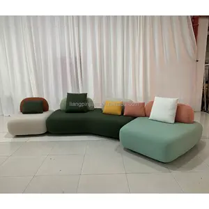 Customised Italian Curved Fabric Sofa Modular Living Room Furniture Sofa L Shape Modern