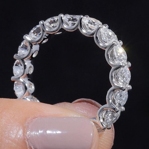 Gigi CVD HPHT Lab ha creato un diamante 14k/18k oro massiccio pieno di eternità anello per matrimonio con fascia nuziale per donna/uomo - Product Image 2