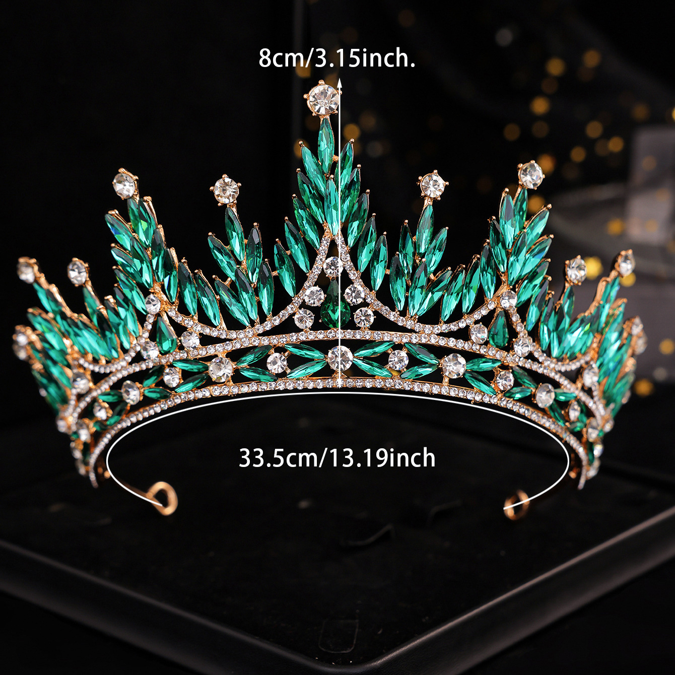 European American Queen Crown Tiara Full Diamond Marquise 