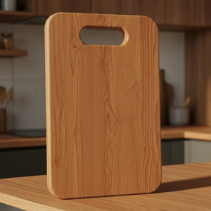 <b>Wood</b> Cutting Board Rectangular Chopping Block Handle Rounded Corners Natural Grain 2.0cm Thick Dishwasher Safe Multifunction - Product Image 1