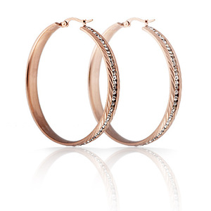 Diamond Encrusted 18K Gold Large Round Hoop <b>Earrings</b> For Women Everyday Wear Gold Steel Color Stainless Steel Ear <b>Post</b> - Product Image 2