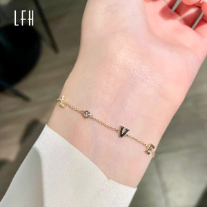 Pulsera de cadena con nombre y letra inicial de oro sólido de 18k, brazalete con nombre y letras personalizadas, joyería de oro Real - Product Image 6