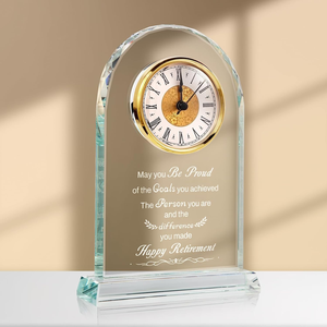 Orologio da <span class=keywords><strong>Tavolo</strong></span> in <span class=keywords><strong>Cristallo</strong></span> Trasparente con Logo Personalizzato Inciso al Laser 3D in Stile Vintage con Confezione Regalo per Matrimoni - Product Image 2