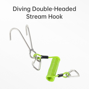 Gancho de buceo de doble cabezal de acero inoxidable 316 con cuerda de resorte en espiral para buceo de deriva - Product Image 1