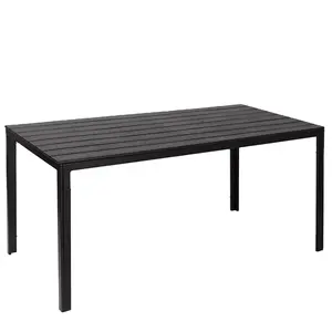 156cm Blowing mold square table with wooden slat design