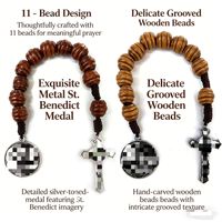 Rosario de Cuentas de Madera Hecho a Mano con Cruz Colgante, Joyería Religiosa, Plata Antigua Negra, para Hombres y Mujeres, Catolicismo