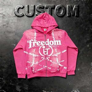 Heavyweight 100% Cotton Zip Hoodie Biểu Tượng Tùy Chỉnh Cộng Với Kích Thước Pháp Terry Boxy Phù Hợp Với Quá Khổ Thời Trang Đường Phố Mùa Thu Cổ Điển Đá Rửa - Product Image 1