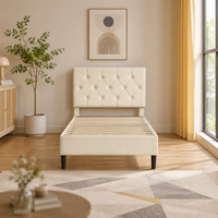 Lit simple ou double capitonné en cuir de haute qualité avec boutons décoratifs, livré en un seul emballage