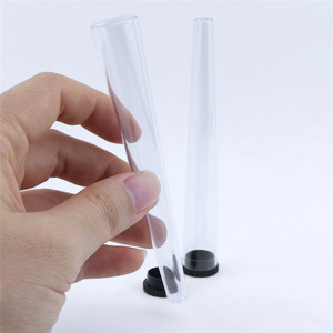 Plastic Tube Packaging Round Clear <b>Blue</b> Storage Containers with Black Caps - Product Image 4