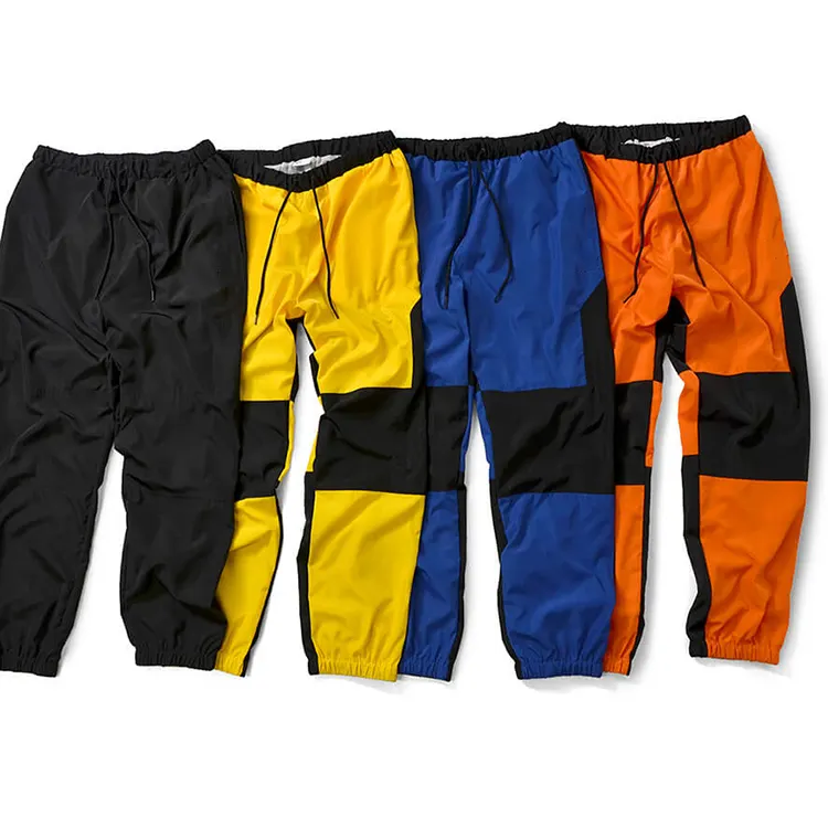 Logotipo personalizado Sports Long Track nylon calças Cintura Elástica Bottoms macio Nylon Tecido Mesh Forro calças e calças dos homens