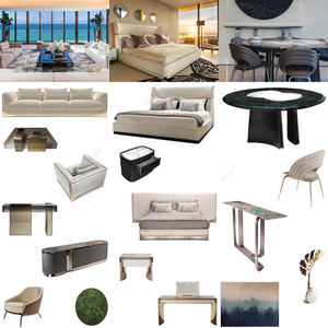 Juego de Sofás de Lujo Moderno para Apartamento Tipo Penthouse, Tapizado en Terciopelo, Muebles para Sala de Estar de Villa, Color y Tamaño Personalizables, de Alta Gama - Product Image 1