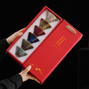 Conjunto de Xícaras de Chá de Cerâmica Cozidas em Forno, Semi-Artesanais, Design Moderno Minimalista, Xícara Mestra, Caixa de Presente, Lembrança, Promocional para Festividades e Negócios - Product Image 3