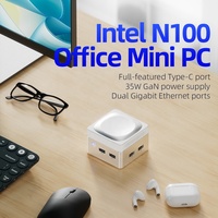 Office Minipc N100 12G DDR5 RAM M.2 2242 SSD Dual RJ45 LAN HD con todas las funciones Tipo-C GaN Power Portable Mini PC Computer