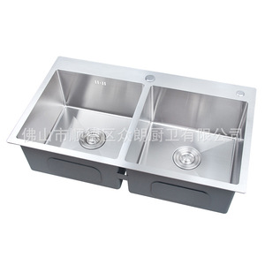 Évier de cuisine à double bac en acier inoxydable 304 A-8248, surface polie, facile à nettoyer - Product Image 4