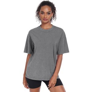 T-shirt vintage oversize pour femme, jersey délavé à l'acide, 100% coton, respirant, coupe classique, haut de sport pour la gym, manches courtes - Product Image 4