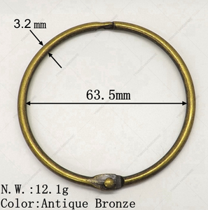 YIWANG 2,5 pulgadas bronce Metal libro encuadernación anillos Oficina hojas sueltas carpeta anillo Clips - Product Image 3