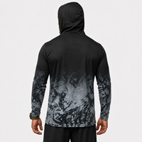 Camisetas de Protección Solar con Capucha y Manga Larga con Sublimación de Color Degradado UPF 50, Protección Solar de Manga Larga para Pesca al Aire Libre de Alta Gama
