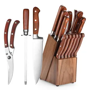 Top-Bán 13 Cái Cổ Điển Giả Mạo Ba Tán Đinh Bằng Gỗ Knife Set Từ Nhà Cung Cấp Dao Nhà Bếp