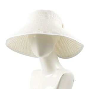 Foldable <b>Straw</b> <b>Visor</b> Hat Summer Hollow Top Solid Color Large Brim Outdoor Sports Image Style - Product Image 3