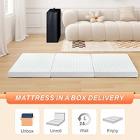 Matelas à trois volets de 4 pouces avec mousse à mémoire de forme Surmatelas pliable pour invités matelassé avec housse amovible