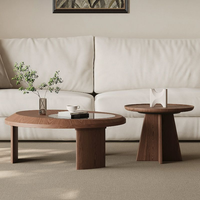 Ensemble de tables basses en bois au design simple, ensemble de tables basses modernes populaires pour le salon, ensemble de tables basses rondes haut de gamme de luxe léger