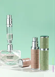 Botol parfum isi ulang dari kulit, kualitas tinggi dasar kulit dapat diisi langsung dengan botol kosong kecil 5ml