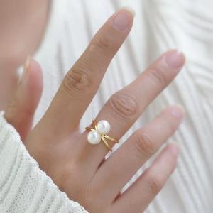 ขาตั้งเครื่องประดับเงินแท้ S925 สำหรับงาน DIY พร้อมลูกปัดกลมขนาด 8-10 มม. รุ่น 1866-ขาตั้งเปล่าสำหรับแหวนไข่มุกคู่ - Product Image 4