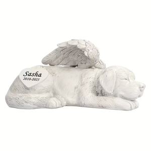 Figurine commémorative en résine pour chien ange, ornement de pierre tombale personnalisable avec plaque nominative en forme de cœur, pièce de dévotion extérieure - Product Image 2