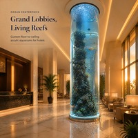 Aquarium cylindrique en acrylique sur mesure, du sol au plafond, pour hall d'hôtel, restaurant, élément aquatique de luxe