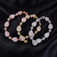 Bijoux pour femmes en argent plaqué or 18 carats, forme goutte d'eau, coupe poire, zircon glacé époustouflant, cadeau pour fiançailles, mariage, fête