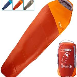 Sac de couchage Woqi Mummy 500g imperméable pour adulte, camping en plein air, compact, léger, polyester, orange - Product Image 1