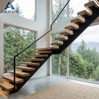 Escalier en tube carré métallique sur mesure pour intérieur, escalier moderne en poutre métallique pour villa résidentielle