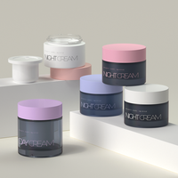 Pot à crème en verre double couche 30g, rechargeable, vide, avec doublure intérieure amovible pour crème visage, masque, pâte, OEM