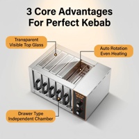 Machine à Kebab Électrique Sans Fumée en Acier Inoxydable Épais Type 50, Rotation Automatique, Contrôle Indépendant de la Température, OEM Disponible