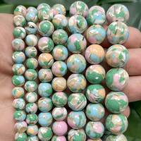 Perles rondes en pierre turquoise bleu-vert naturel AsVrai U pour la fabrication de bijoux, bracelets et colliers DIY