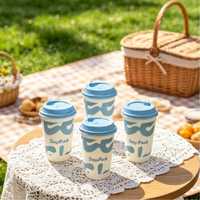 Gobelets à café en papier kraft biodégradable à double paroi avec logo personnalisé, couvercles à clapet blancs, recyclables et résistants, pour les cafés et les vins