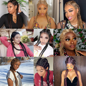 Peluca Africana Trenzada Sin Nudos Sintética con Frente de Encaje Transparente Suizo, Peluca Larga Trenzada Rubio Miel - Product Image 5