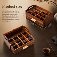 Organiseurs de sachets de thé en bois d'acacia avec couvercle en acrylique transparent et poignées, support de rangement pour sachets de café et de thé en bois pour comptoir de cuisine