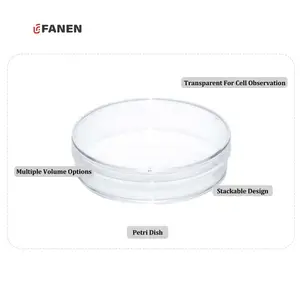 Fanen Lab hidangan Petri sekali pakai, 35mm 60mm 70mm 90mm 100mm 150mm sekali pakai dengan tutup Petri Dish