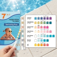 Accessoires pour piscine et spa : Kit pH 7-en-1 avec détection du chlore total, précision du pH 1, bandelettes 80x5mm