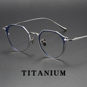 Monture de lunettes polygonale hexagonale AC pleine monture, style japonais, bicolore, électroplaquée, personnalisée, vintage, de marque Taylor avec co-marquage, pour myopie - Product Image 5